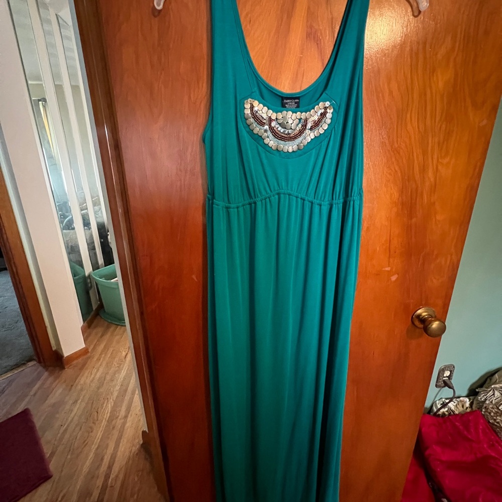 NWT Faded Glory teal embellished maxi dress Large